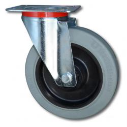 Kääntöpyörä - elastinen kiinteä kumipyörä - kuulalaakerit - pyörä Ø 200 mm - rakennekorkeus 235 mm - kantavuus 350 kg