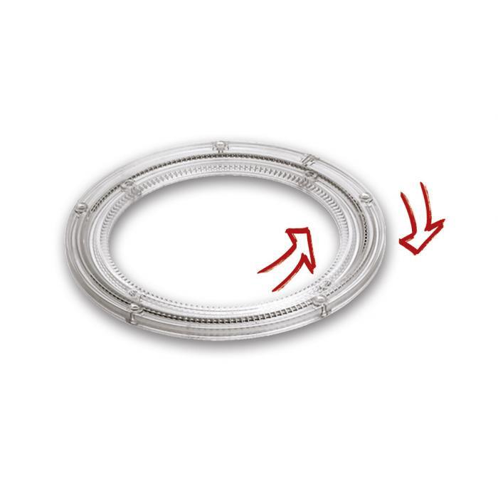 Kulestyringskrone - plast - gjennomsiktig - ytre ring ˜ 230 eller 280 mm - aksial belastning 200 kg