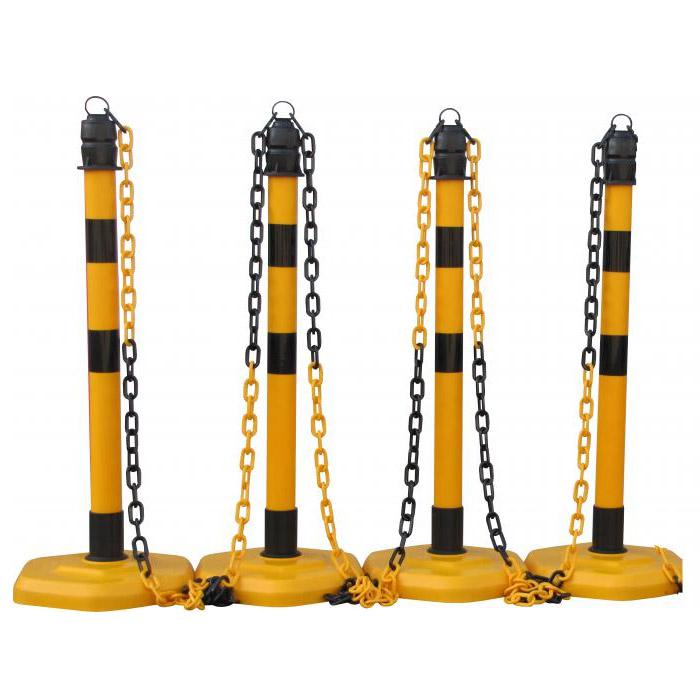 Chain pole set 4 posts with se height 1000 mm yellow / black