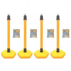 Chain pole set - 4 posts - with se - height 1000 mm - yellow