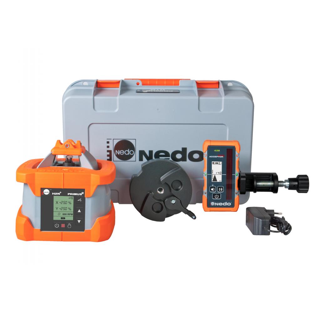 Nedo rotating laser - PRIMUS 2 H2N+ - laser class 2 or 3R - incl. laser receiver ACCEPTOR MAXX