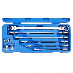 Double ratchet joint key set - SW 8 to 19 mm - 10 pieces in suitcase