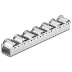 Pallet roller rail - steel flanged roller galvanized - ball bearings - Profile isosceles - Capacity 160 kg