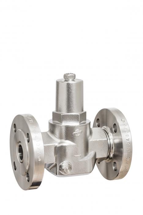 Stainless steel pressure reducing valve with flanged connections - up to 40 bar - diaphragm / piston valve