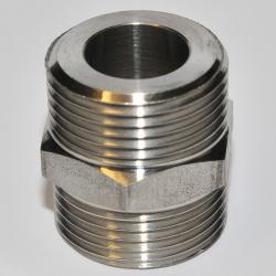 Nipplo doppio - acciaio inox 1.4404 - filetto cilindrico - filetto esterno G 3/4 "BSP - tenuta piatta - fino a 40 bar