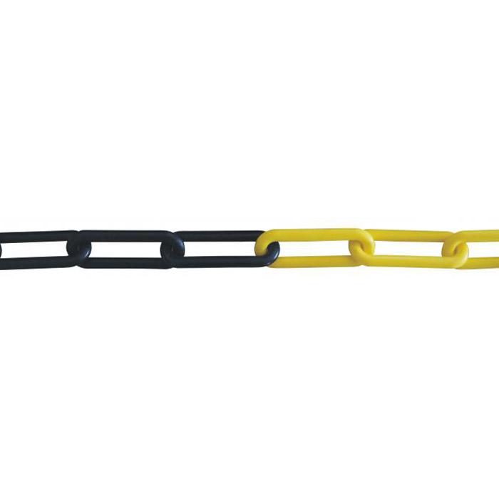 Plastic kæde - 8 mm - rød / hvid eller sort / gul - forskellige længder.