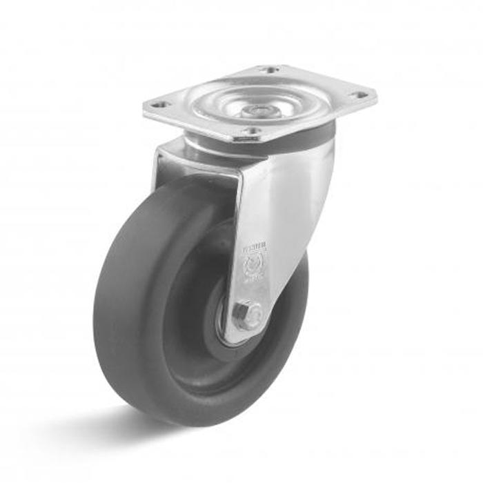 Drejeligt hjul - elektrisk ledende polyamidhjul - hjul Ø 80 til 150 mm - konstruktionshøjde 108 til 195 mm - bæreevne 200 til 500 kg