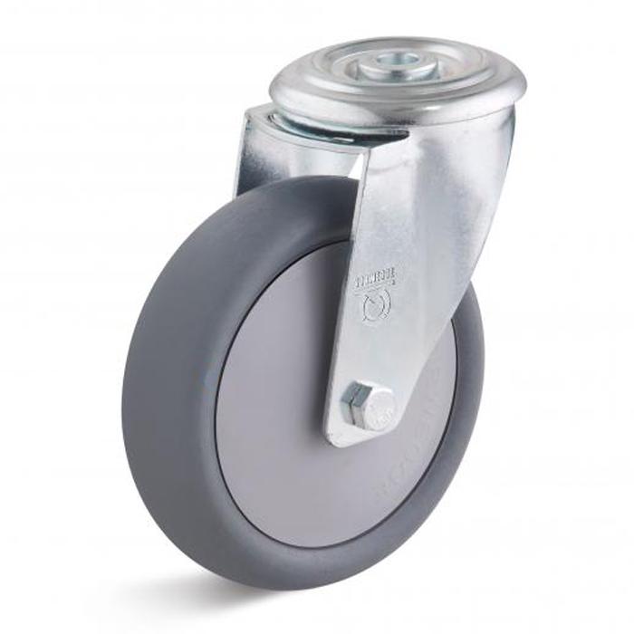 Swivel castor with bolt hole fitting electrically conductive and Thermoplastic wheel