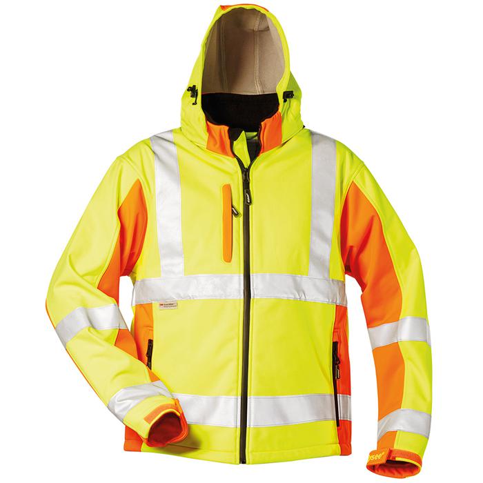 Dobra widoczność Softshell Jacket "ADAM" - fluorescencyjny żółty / pomarańczowy - S-XXXL