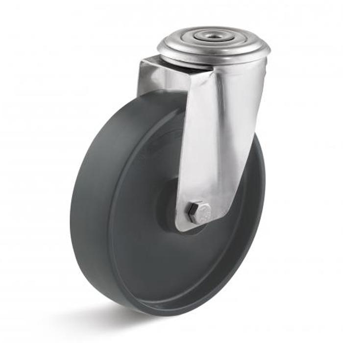 Stainless steel swivel castor - polyamide wheel EL - wheel Ã˜ 80 to 125 mm - height 108 to 155 mm - load capacity 150 to 300 kg