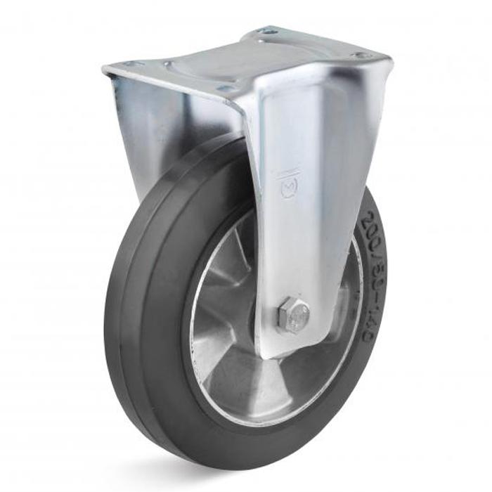 Rolka stała - koło z elastycznej pełnej gumy EL - ø koła 100 do 200 mm - wysokość 128 do 245 mm - nośność 180 do 400 kg