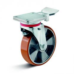Lenkrolle - PU-Rad - Plattenfeststeller - Rad-Ø 125 bis 200 mm - Bauhöhe 178 bis 255 mm - Tragkraft 350 bis 700 kg