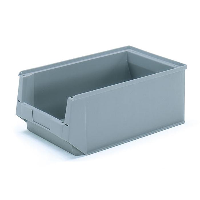 Fronted storage bin - plastic - gray