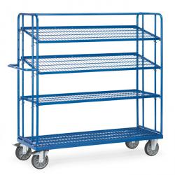 Shelved trolley - with 3 loose wire mesh floors - height 1800 mm