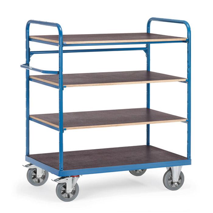 Shelved trolley - 4 shelves made of wood - height 1500 mm