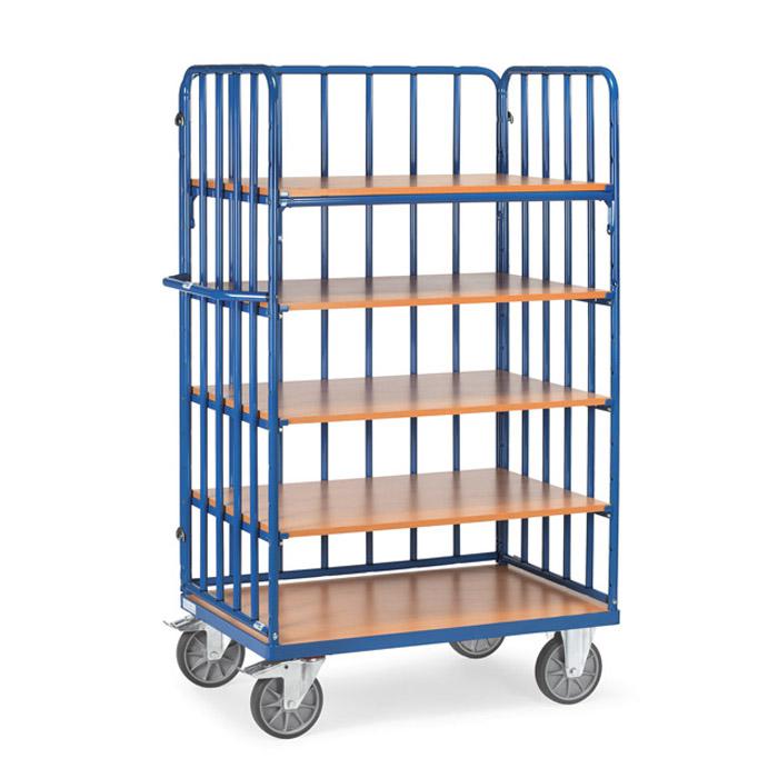Shelved trolley with struts - 600 kg - 5 floors of wood