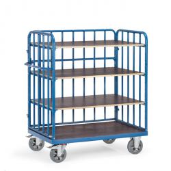 Shelved trolley - 1200 kg - with 4 floors of wood - with struts