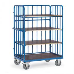 Shelved trolley - 1200 kg - with 4 floors of wood - with struts