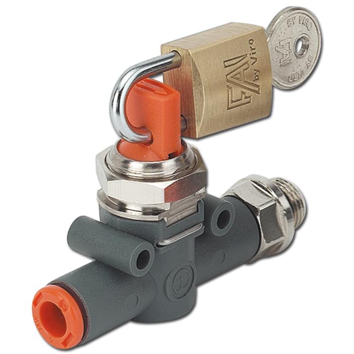 Stop valve - Series V2V L / V3V L - hose to thread connection - with lock