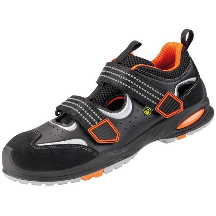 Sandale "LAZIO" - schwarz, orange abgesetzt - EN ISO 20345 S1P SRC - Größe 39-47