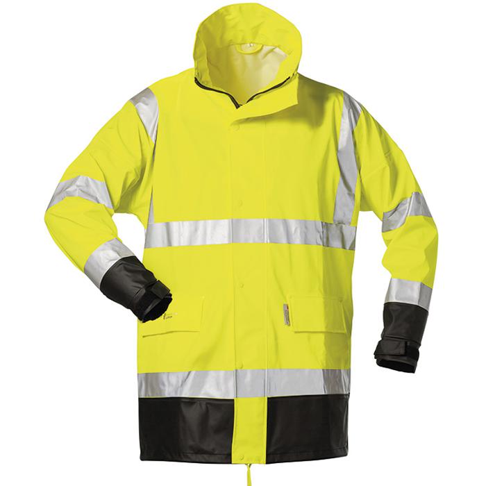 NORVÈGE PU stretch Rain Jacket "Manfred" - couleur jaune fluo / noir - Tailles S - XXXL