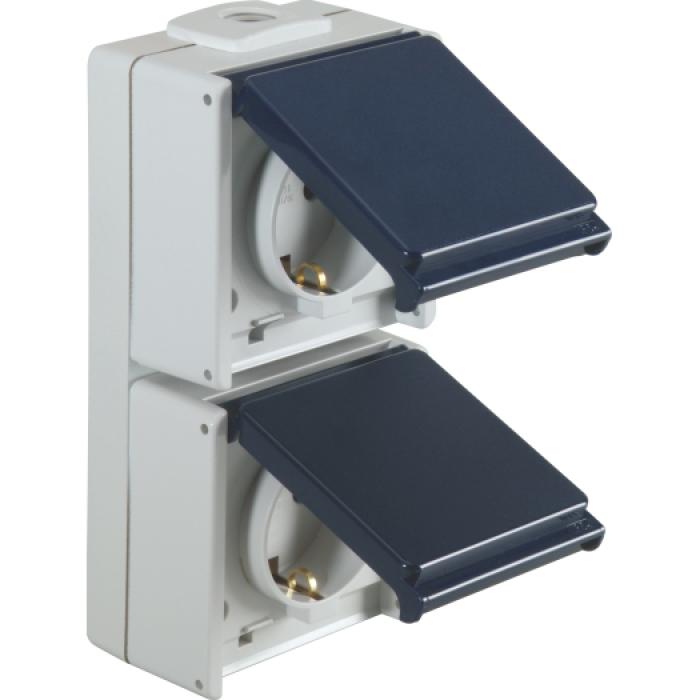 Earthed socket - 2x - vertically - IP54