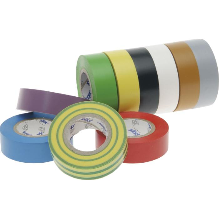 Ruban isolant en PVC VDE - nombreuses couleurs - épaisseur 0,15 mm - longueur 10 et 25 m - paquet de 5 et 10 rouleaux - prix unitaire