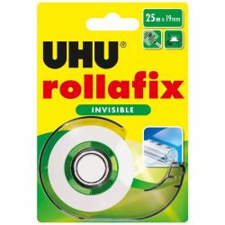 UHU rollafix - lösemittelfrei - Abroller + 1 Nachfüllrolle, 25 m x 19 mm, beschriftbar