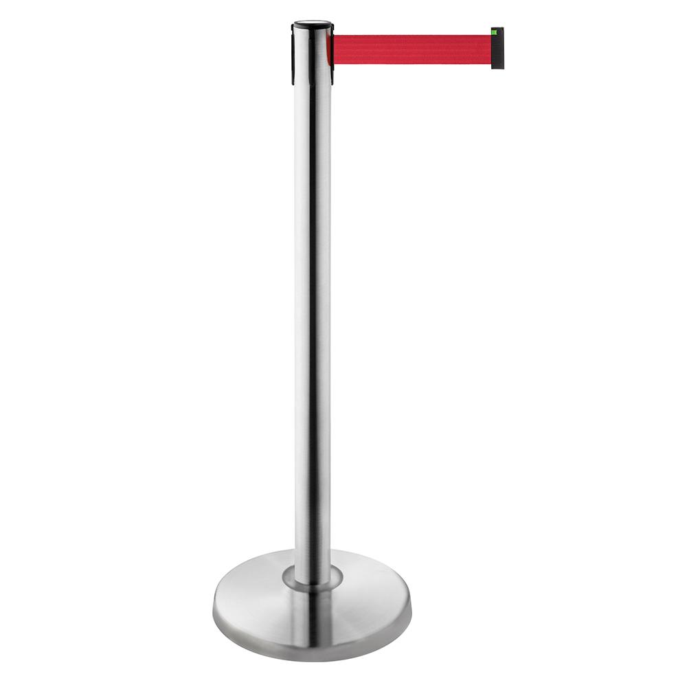 Barrier post ALA - metal / stainless steel - with belt cassette - belt extension length 3000 mm - color selectable - height 1000 mm