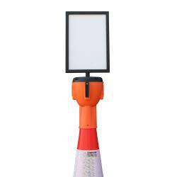 Sign board for traffic cone attachment ALCT-O - metal - frame with plexiglass insert, DIN A4 portrait format
