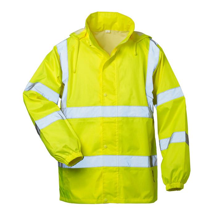 Warnschutz-Regenjacke "Onno" - mit Kapuze - fluoreszierend gelb - Gr. S-XXXL