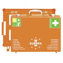 Första hjälpen-kit "EUROPA II" - DIN 13169 - fyllt - apelsin ABS plast