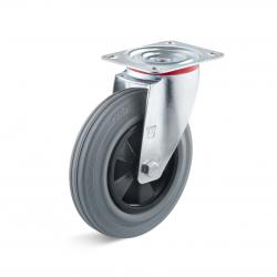 Drejeligt hjul - massivt gummihjul - hjul Ø 100 til 200 mm - konstruktionshøjde 125 til 235 mm - bæreevne 70 til 205 kg