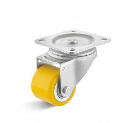 Mini zestaw kołowy skrętny do dużych obciążeń - Koło PU - Ø koła 35 mm - wysokość 52,8 mm - nośność 100 kg - czarny lub żółty