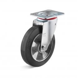 Svingbart hjul - elastisk massivt gummihjul - hjul ˜ 100 til 125 mm - høyde 129 til 157 mm - lastekapasitet 180 til 250 kg