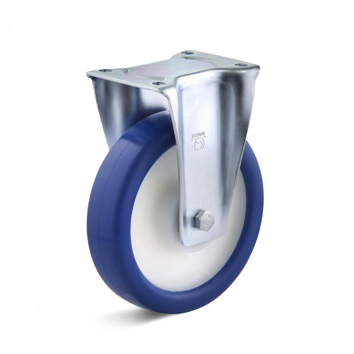 Fixed castor - polyurethane wheel - wheel Ã˜ 100 to 125 mm - height 129 to 157 mm - load capacity 200 to 250 kg