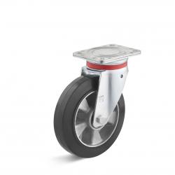 Kraftigt drejeligt hjul - massivt gummihjul - hjul Ø 100 til 250 mm - konstruktionshøjde 127 til 297 mm - belastningskapacitet 180 til 500 kg