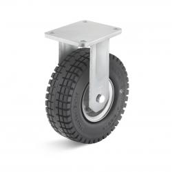 Heavy-duty fixed castor with super elastic tires - wheel Ã˜ 250 mm - construction height 293 to 305 mm, load capacity 260 kg