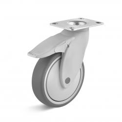 Apparat drejeligt hjul - med dobbelt stop - hjul Ø 100 til 125 mm - konstruktionshøjde 140 til 166 mm - belastningskapacitet 100 kg