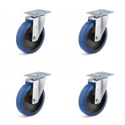 Heavy duty castors - load capacity from 150 to 615 Kg - Set of 4 castors without brakes