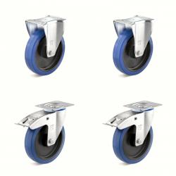 Castor set - 2 swivel and 2 fixed castors - wheel Ã˜ 80 to 200 mm - height 100 to 235 mm - load capacity / set 300 to 1050 kg