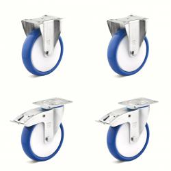 Castor set - 2 swivel and 2 fixed castors - wheel Ã˜ 80 to 200 mm - overall height 100 to 235 mm - load capacity / set 300 to 900 kg