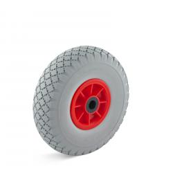 Polyuretanhjul - skummet - punkteringssikkert - hjul ˜ 260 mm - hjulbredde 75 mm - lastekapasitet opptil 100 kg - grå