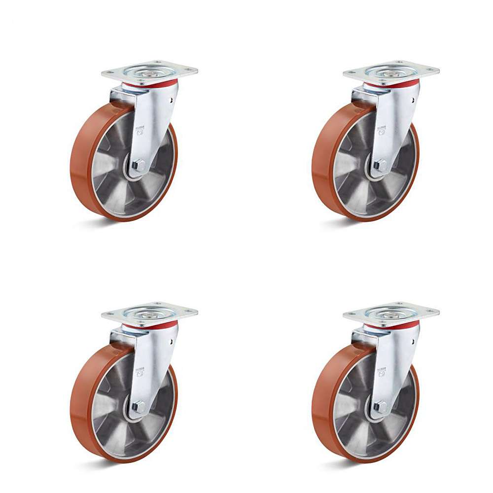Set de roulettes -Set de 4 roulettes pivotantes très résistantes - Ø de la roue 125 à 200 mm - hauteur totale 155 à 245 mm - capacité de charge/set 1050 à 1500 kg