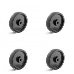 Wheel set - 4 plastic wheels - heat-resistant - plain bearings - wheel Ã˜ 80 to 200 mm - load capacity / set 450 to 900 kg