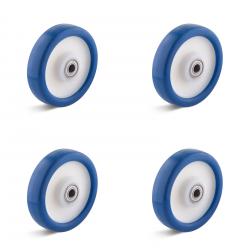Wheel set - 4 heavy-duty polyurethane wheels - ball bearings - wheel Ã˜ 80 to 250 mm - load capacity / set 450 to 2100 kg