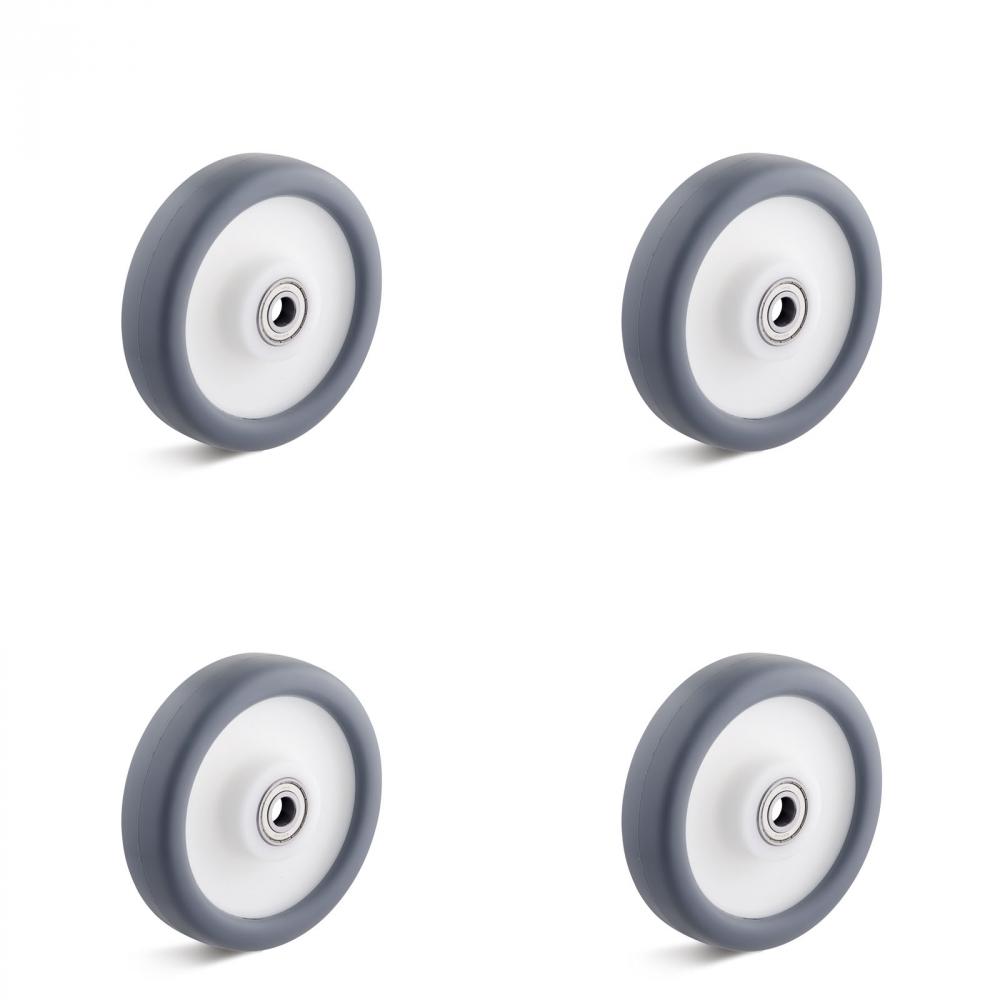 Thermoplastic wheels - 4 pieces - 2 ball bearings - Wheel Ã˜ 80 to 200 mm - Load capacity / set 360 to 1050 kg
