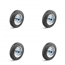 Solid rubber wheels - 4 pieces - roller bearings - wheel Ã˜ 80 to 280 mm - load capacity / set 150 to 1155 kg