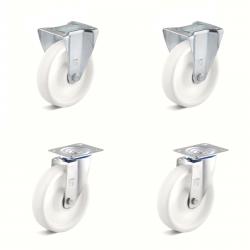 Castor set - 2 swivel and 2 fixed castors - wheel Ø 80 to 200 mm - construction height 100 to 235 mm - load capacity / set 450 to 1050 kg