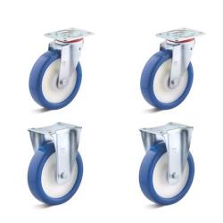 Castor set - 2 swivel and 2 fixed castors - wheel Ã˜ 80 to 200 mm - construction height 108 to 245 mm - load capacity / set 450 to 1500 kg